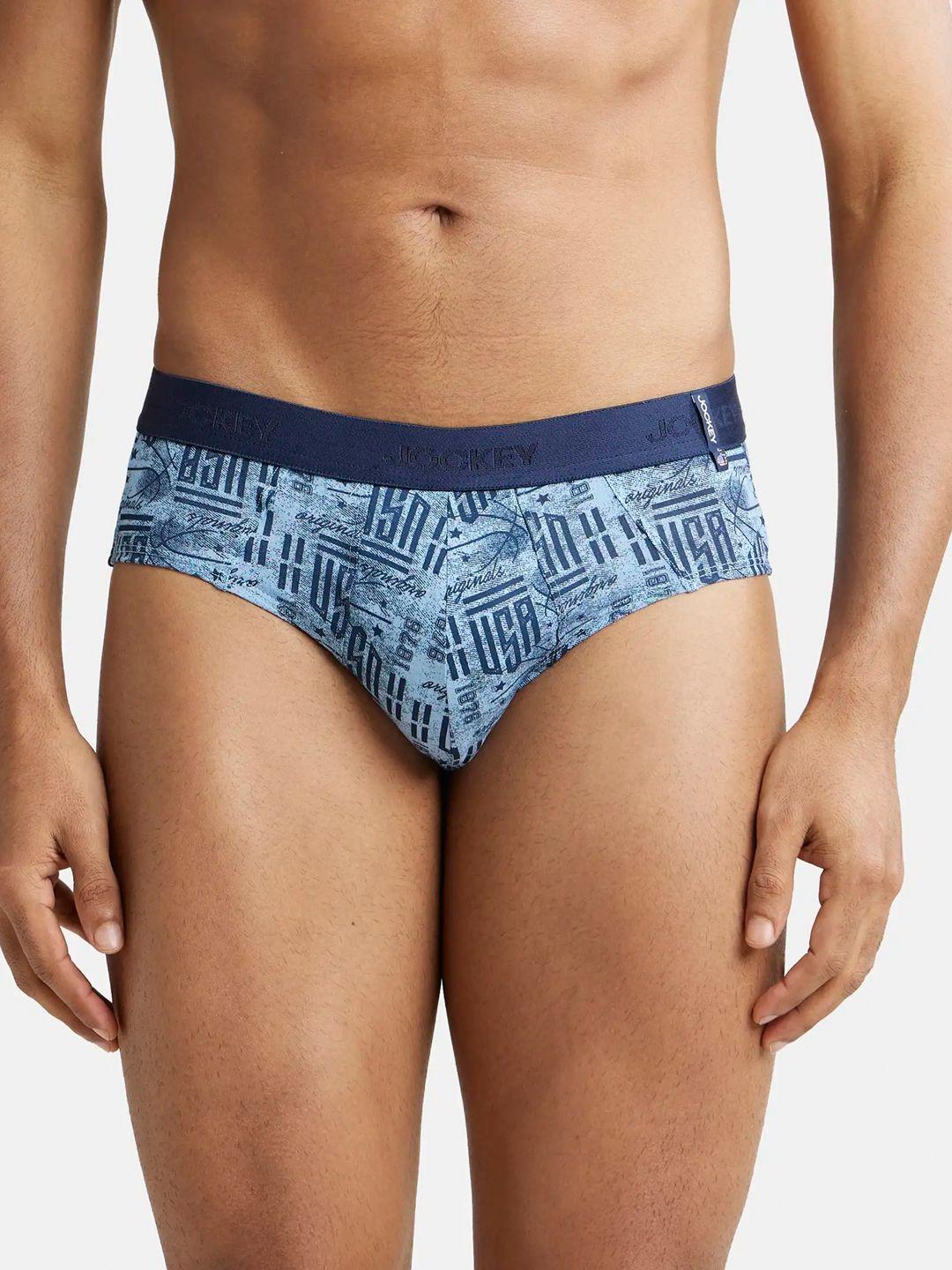 jockey men blue cotton printed basic briefs