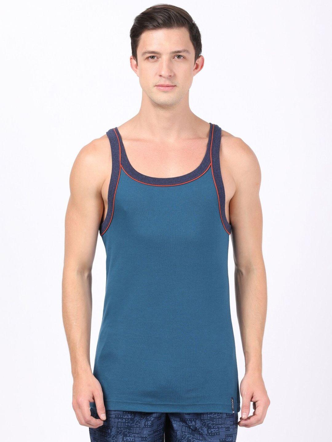 jockey men blue solid cotton innerwear vests