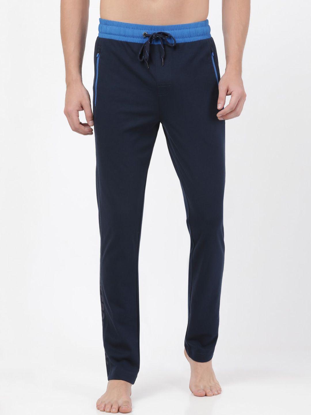 jockey men blue solid slim fit track pants