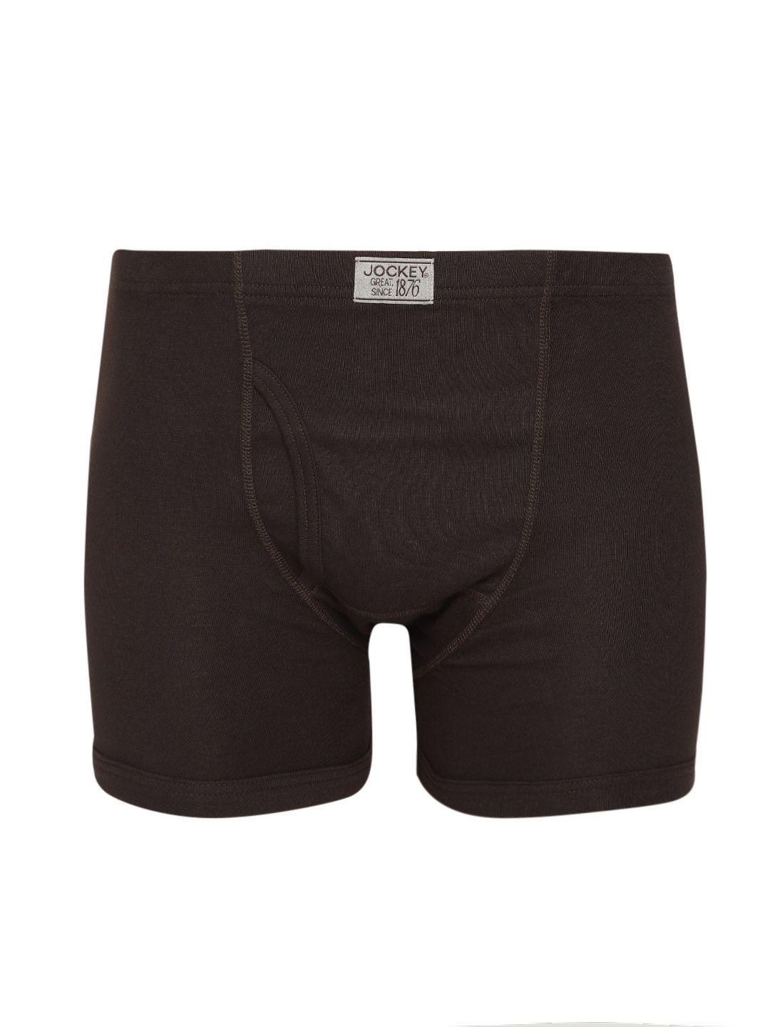 jockey men brown modern classic solid trunks 8008-0105