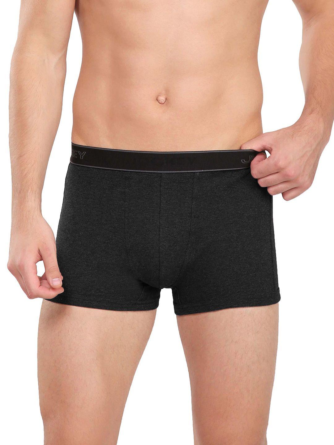 jockey men charcoal grey solid trunks 1015-0105