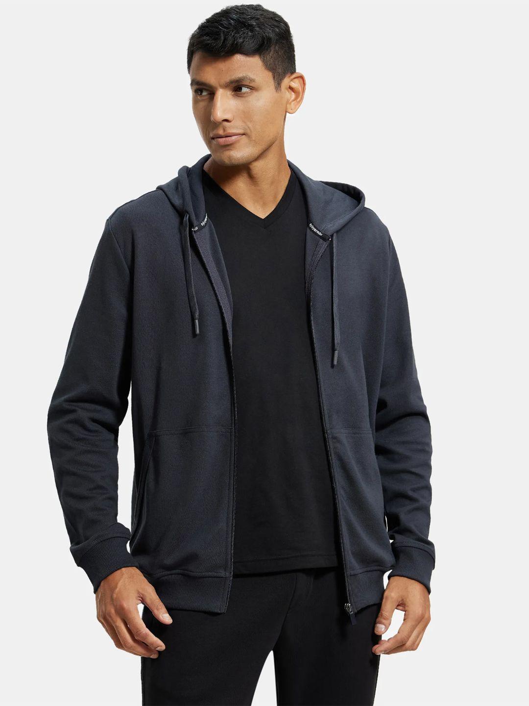 jockey men grey hooded bomber jacket