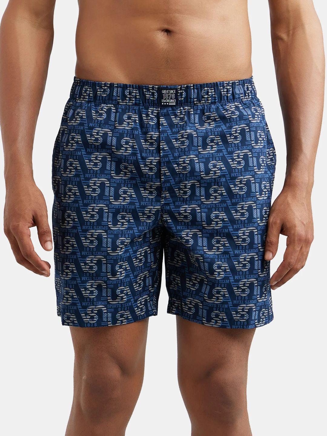 jockey men navy blue printed sports shorts