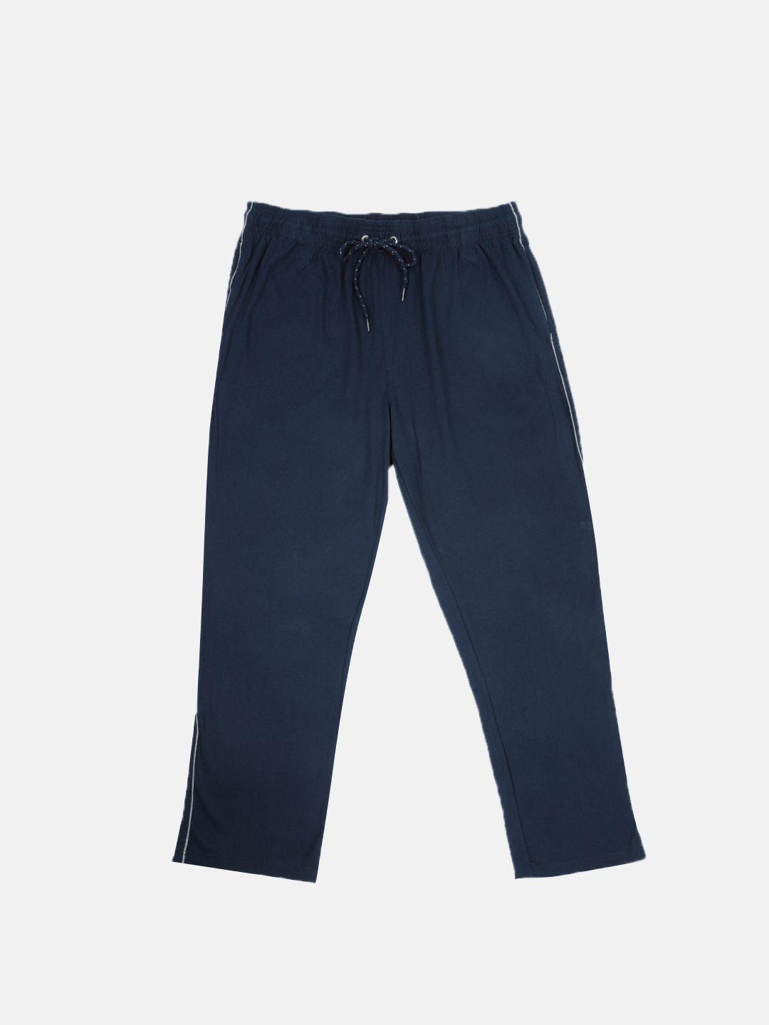 jockey men navy blue solid lounge pants