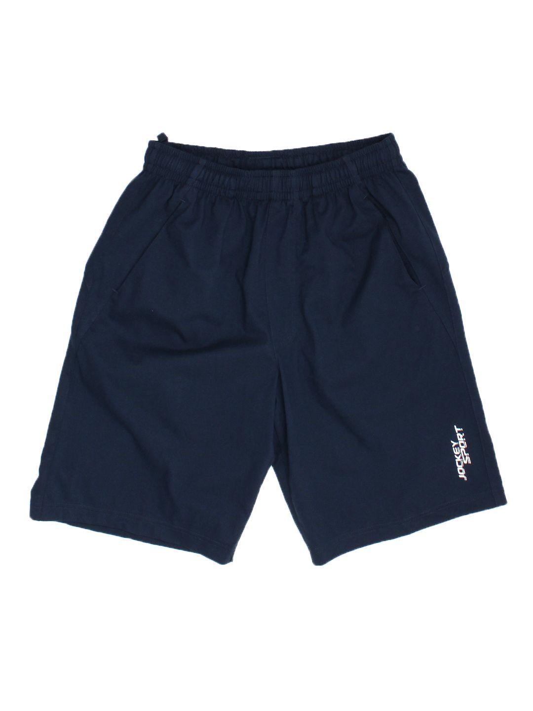 jockey men navy blue solid sport shorts