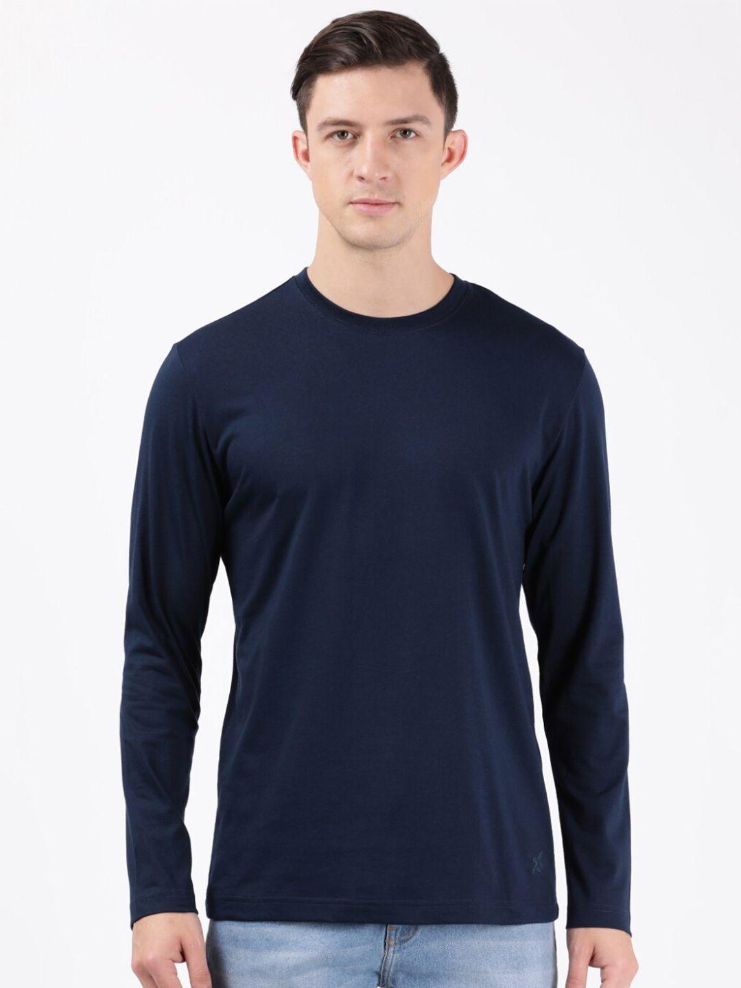 jockey men navy blue solid t-shirt