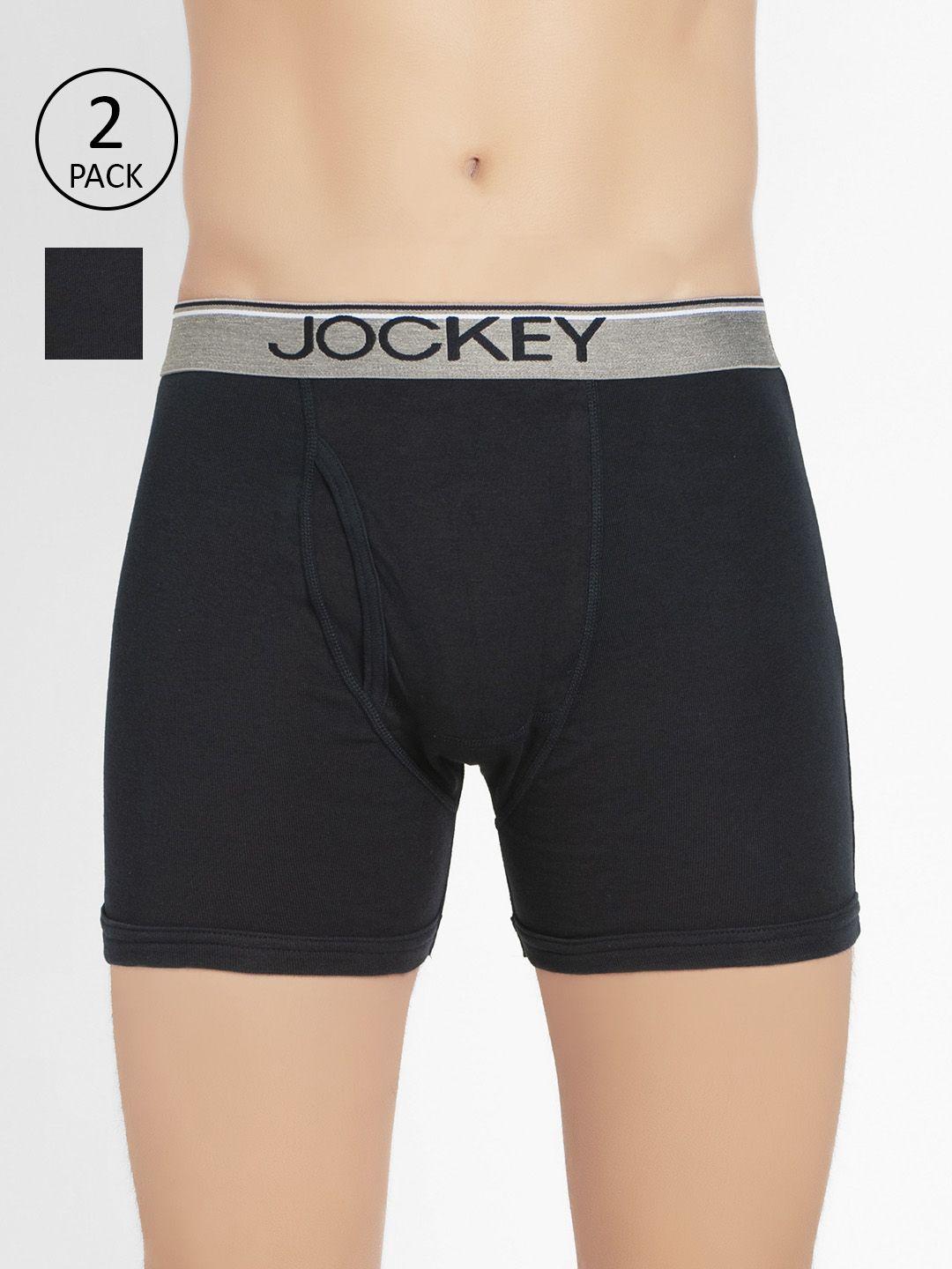 jockey men pack of 2 navy blue solid boxers 8009-0201