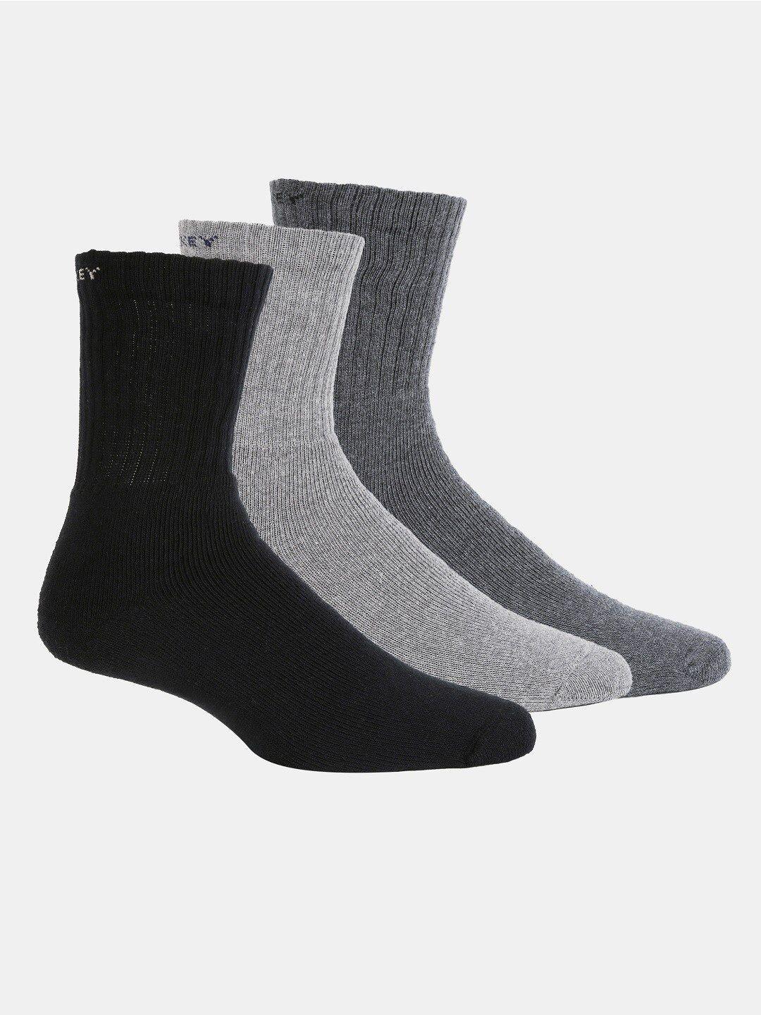 jockey men pack of 3  black & grey solid cotton calf length socks