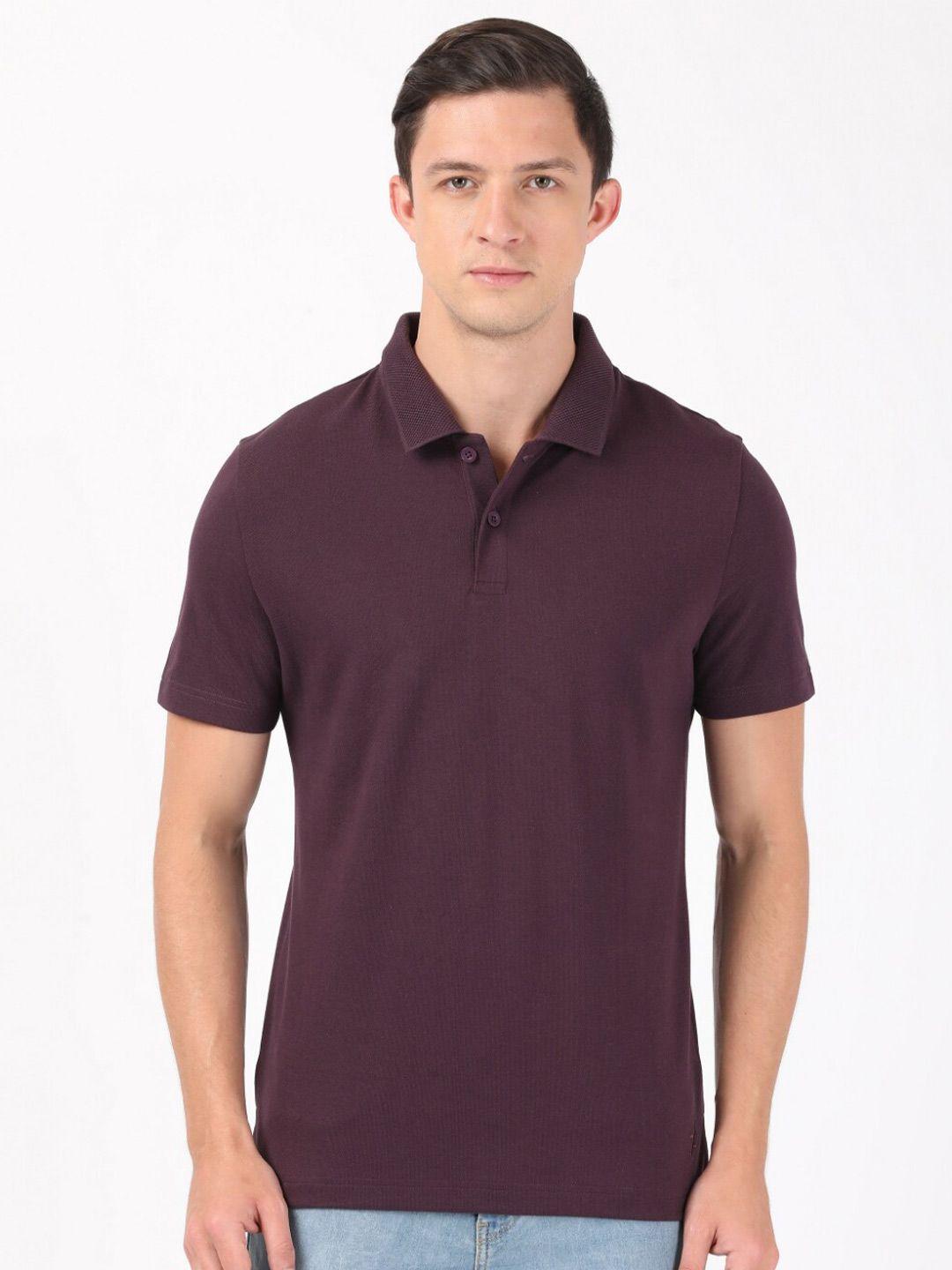 jockey men purple polo collar cotton t-shirt