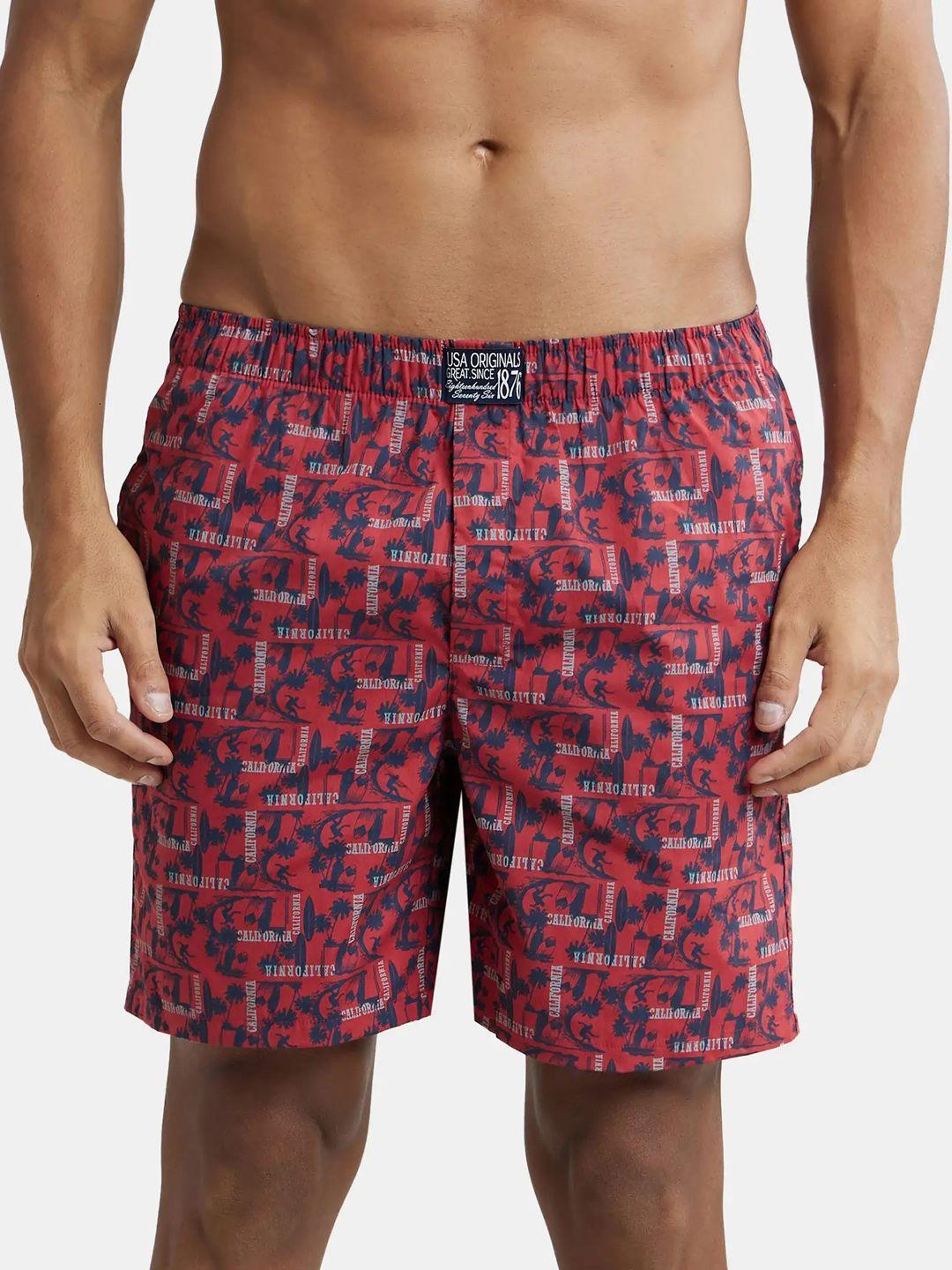 jockey men red floral printed shorts