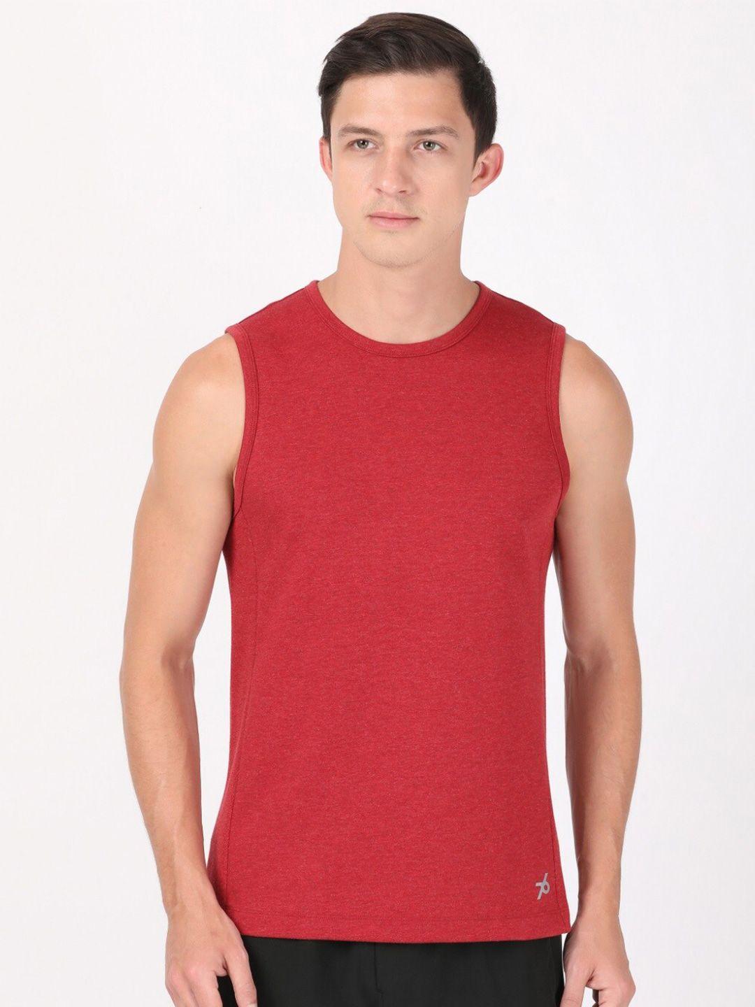 jockey men red solid t-shirt