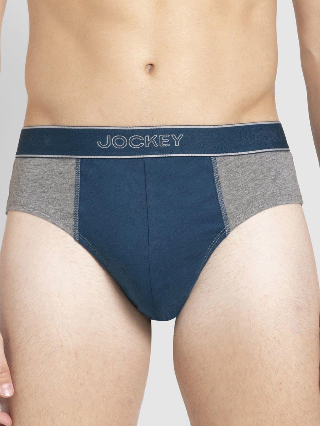 jockey men teal blue & grey pack of 2 colourblocked briefs 1011-0205-mm-pd