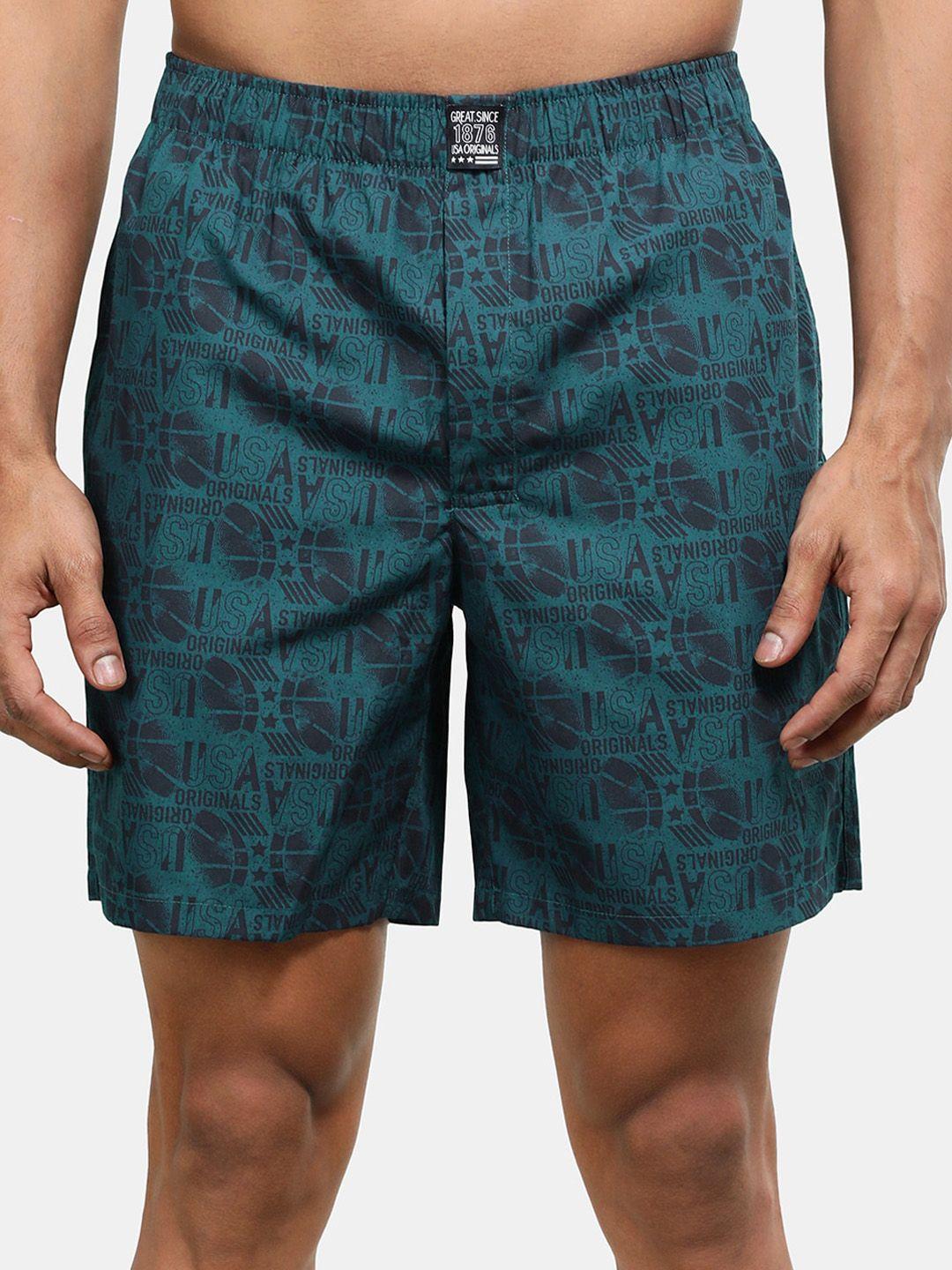 jockey men typography printed mid-rise cotton shorts