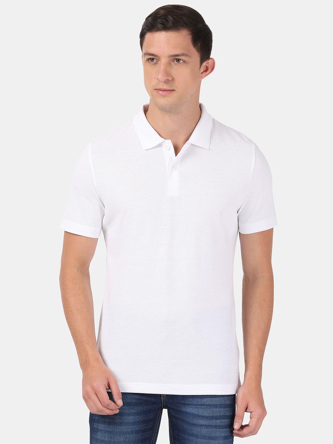 jockey men white polo collar t-shirt