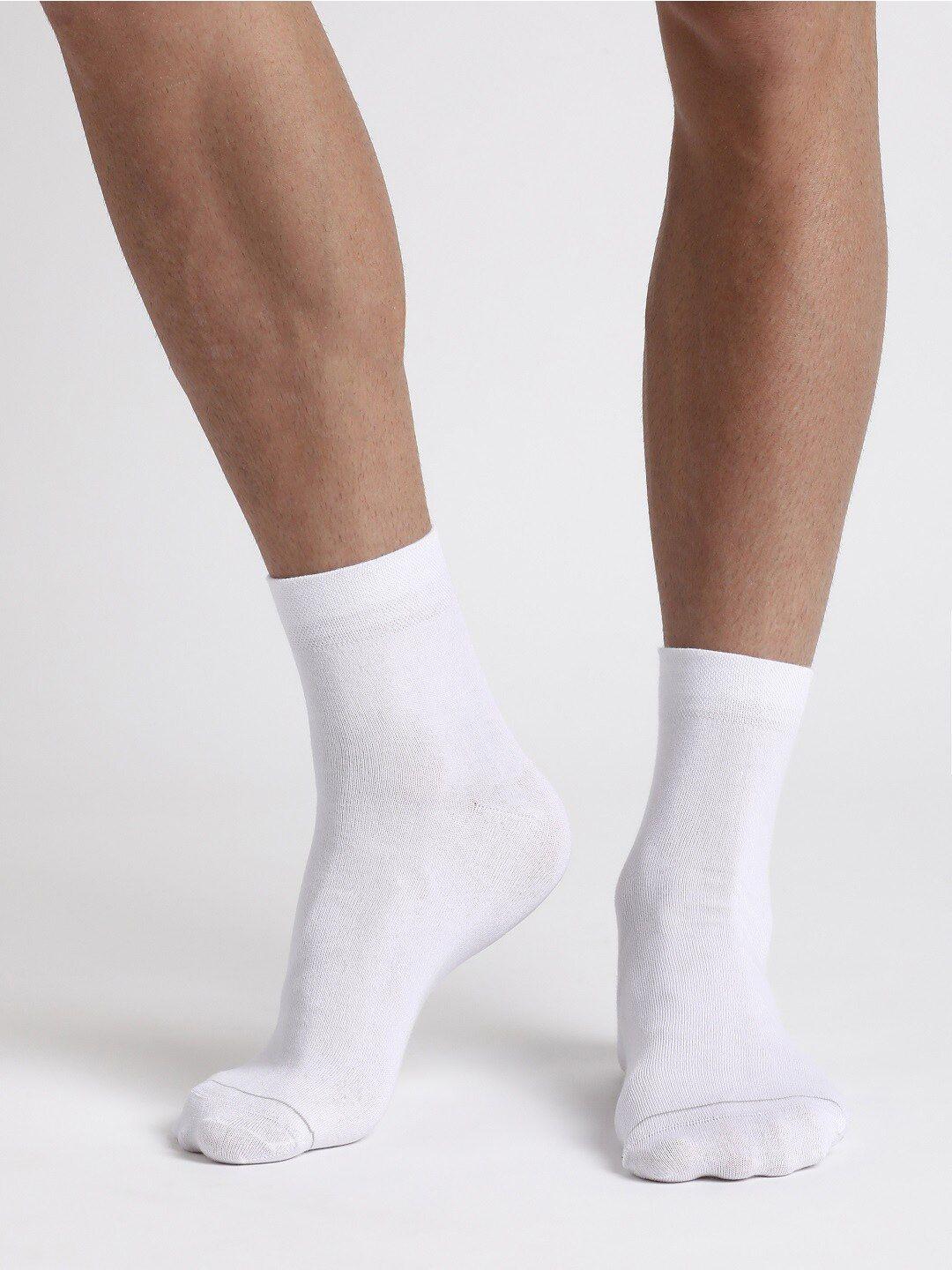 jockey men white solid ankle length socks