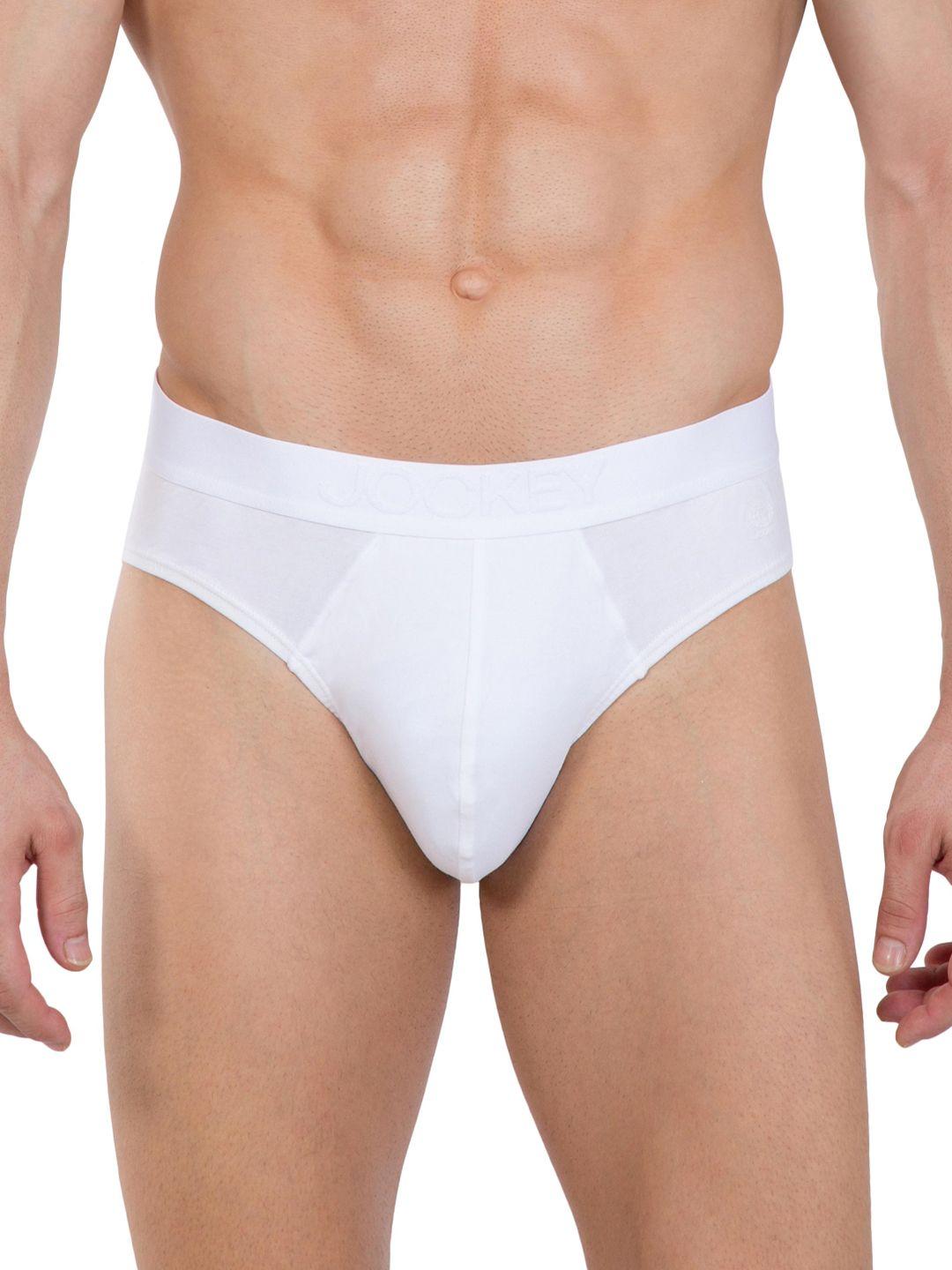 jockey men white solid briefs ic24-0105