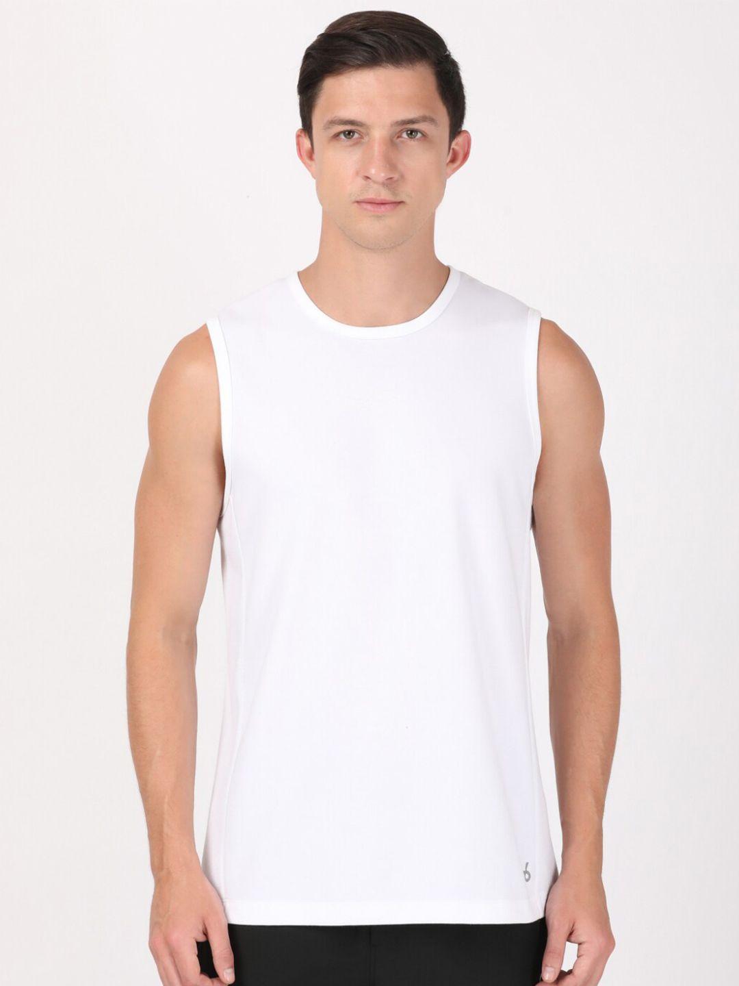 jockey men white solid t-shirt