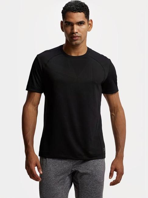 jockey mv15 black lightweight microfiber half sleeves t-shirt with stay fresh treatment