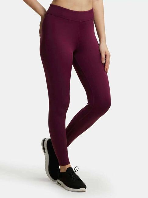 jockey mw20 women's microfiber elastane stretch performance leggings with broad waistband