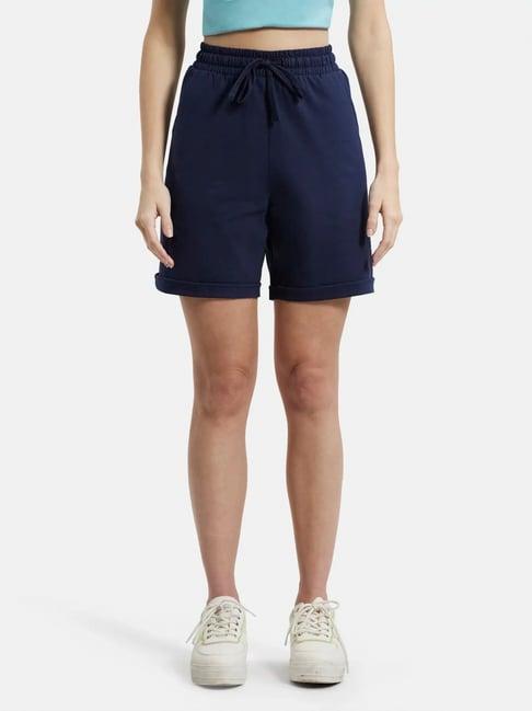 jockey navy mid rise sports shorts