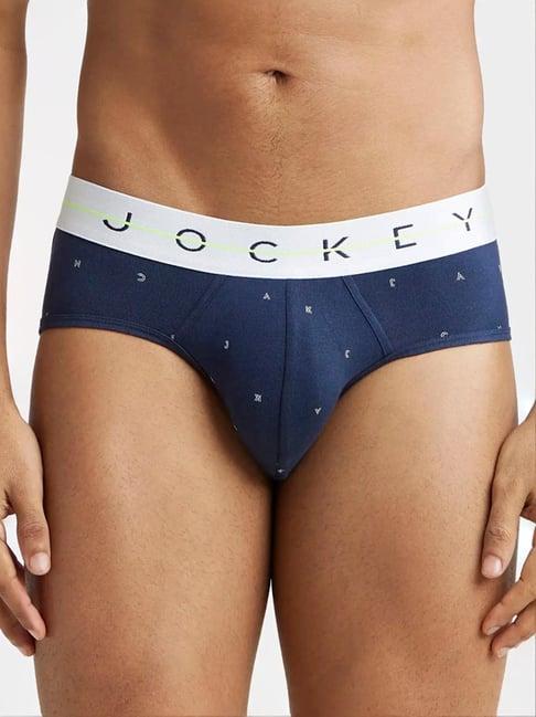 jockey ny01 navy super combed cotton briefs with ultrasoft waistband (prints may vary)