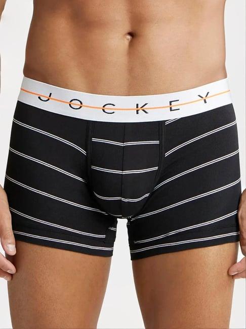 jockey ny02 black super combed cotton trunks with ultrasoft waistband (prints may vary)