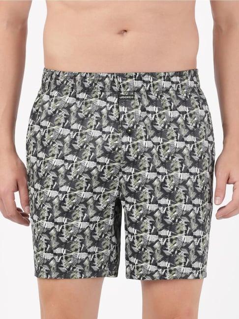 jockey ny07 grey super combed cotton boxer shorts with side pocket (prints may vary)