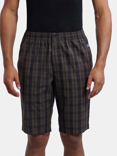 jockey olive regular fit check lounge shorts