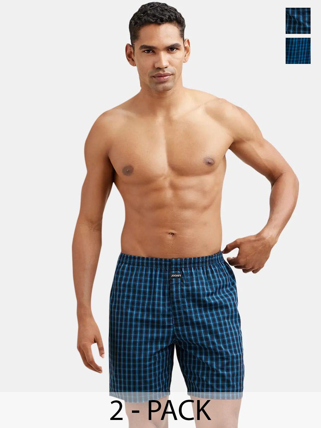 jockey pack of 2 checked pure cotton boxers 1223-0205-stb01