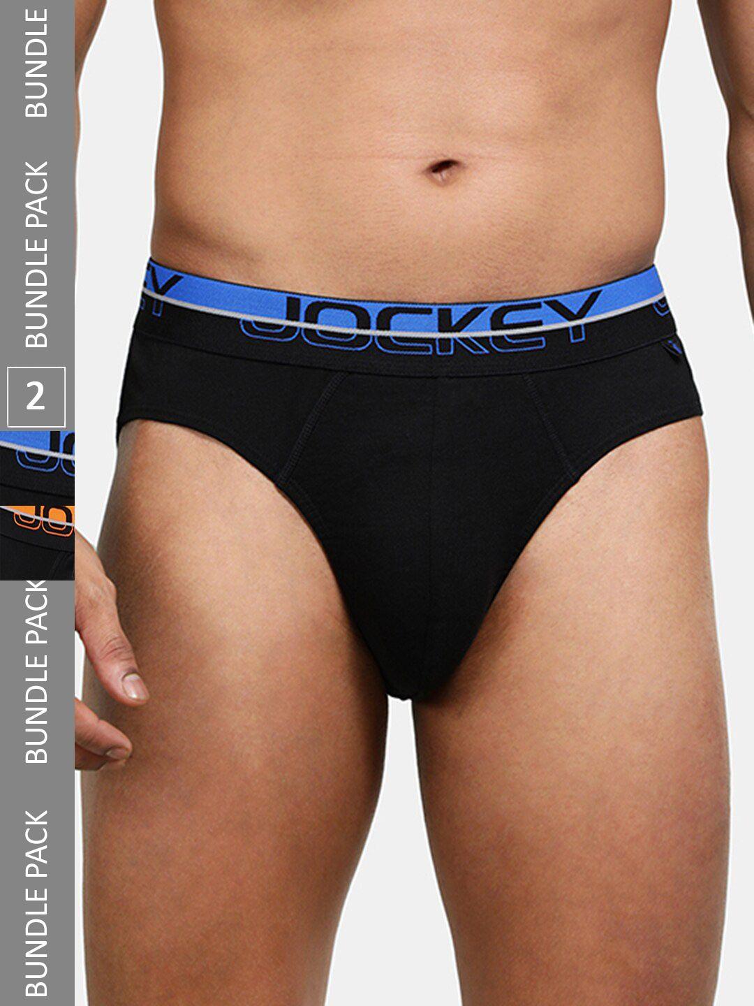 jockey pack of 2 logo printed combed cotton basic briefs fp02-0205-black