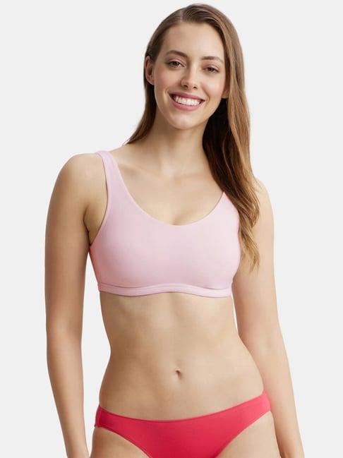 jockey pink cotton sports bra