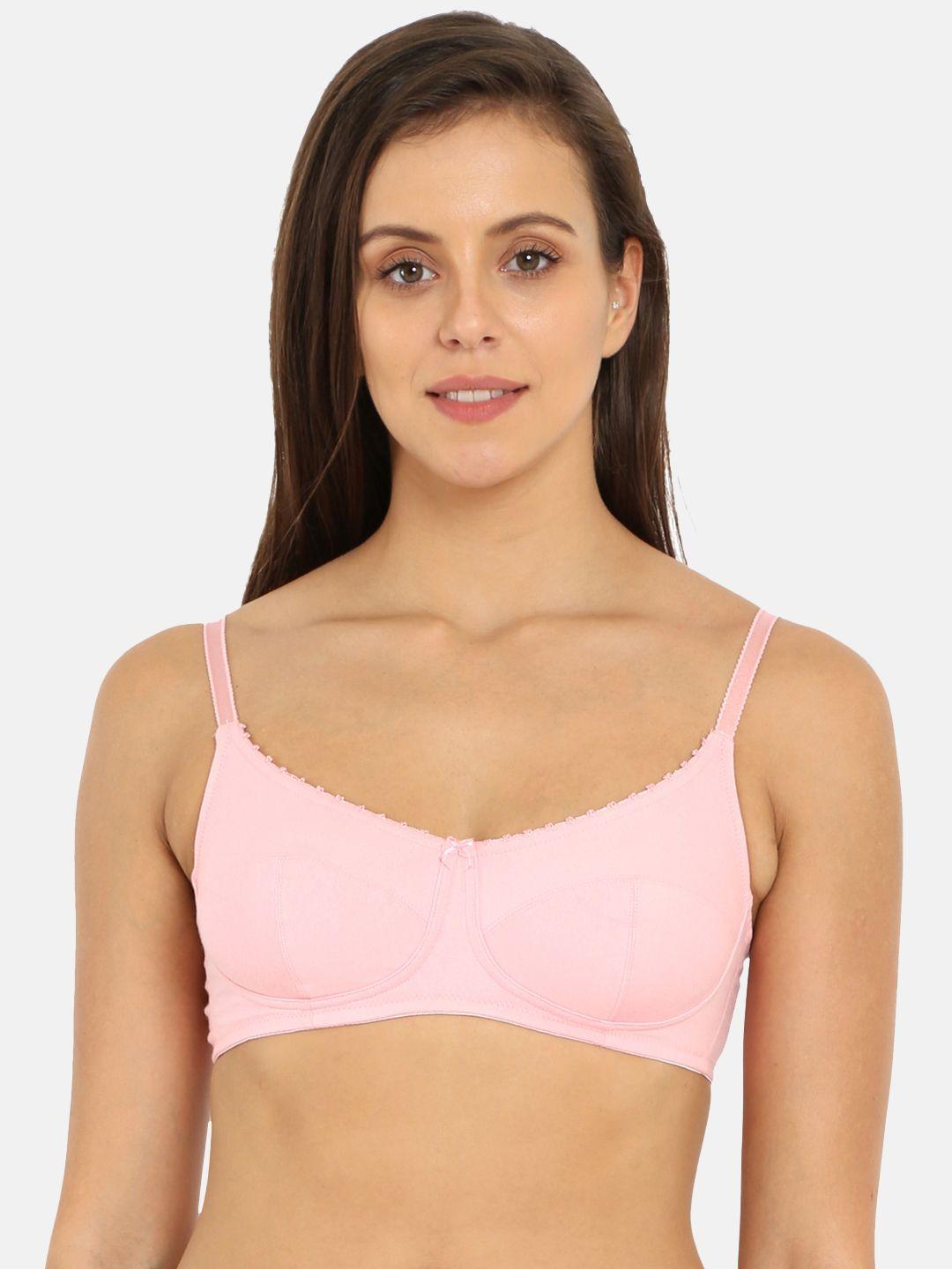 jockey pink solid non-wired lightly padded everyday bra 1615-0105