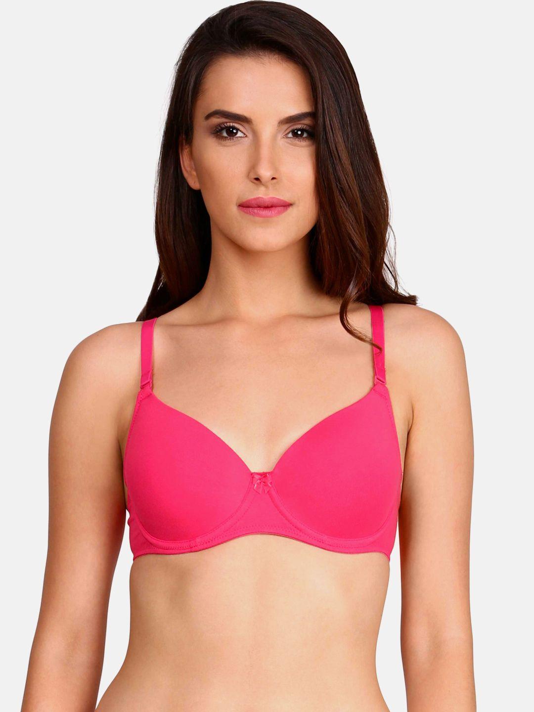 jockey pink solid underwired lightly padded t-shirt bra 1245-0105