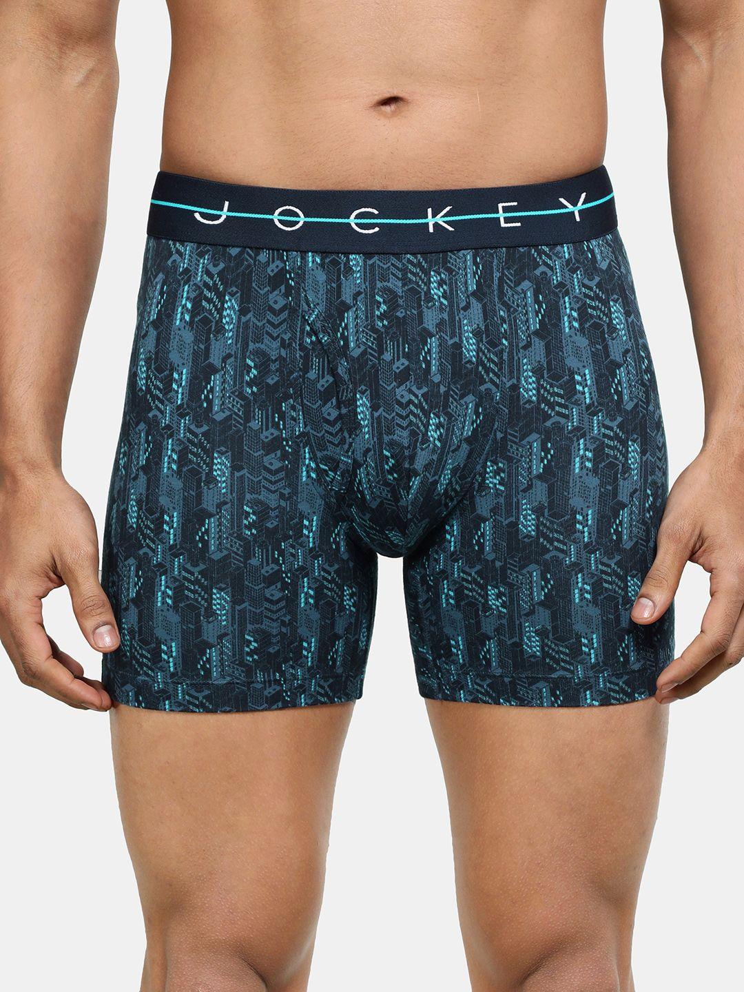 jockey printed cotton elastane boxer brief ny03-0105-nvwht