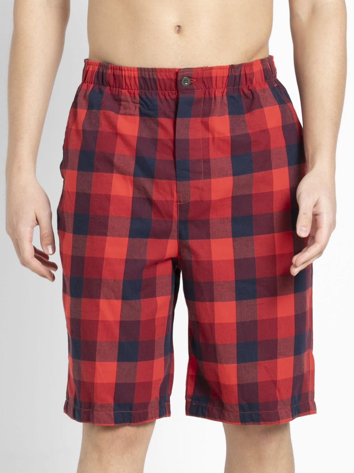 jockey red & navy blue woven boxers