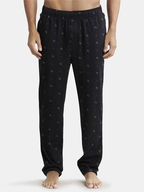 jockey rm02 black super combed cotton pyjamas with side pocket (prints may vary)