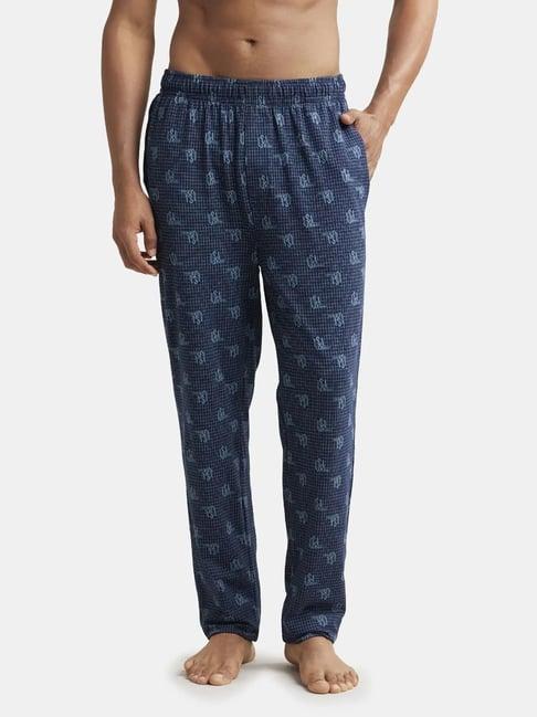 jockey rm02 dark blue super combed cotton pyjamas with side pocket (prints may vary)