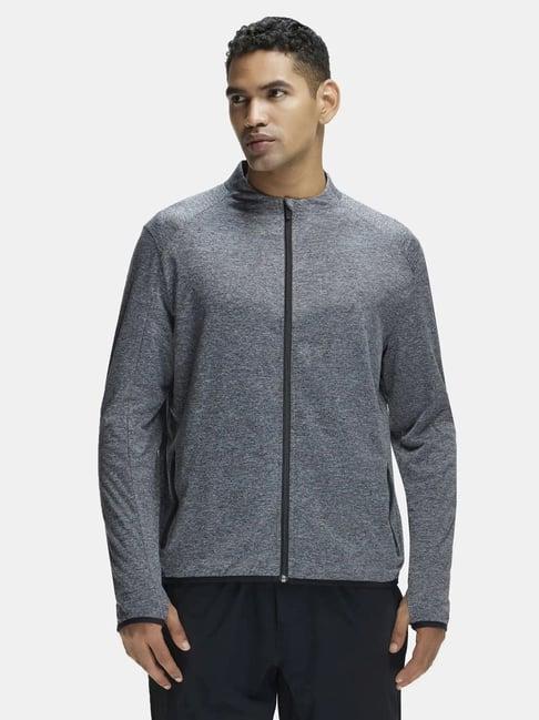 jockey sp17 grey soft touch microfiber elastane stretch thumbhole jacket with stay dry treatment