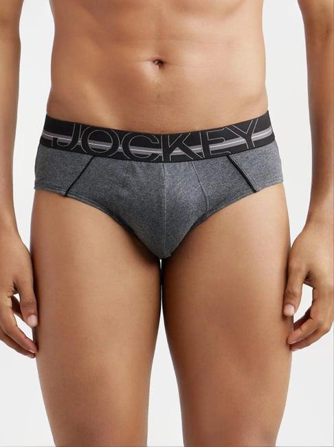 jockey us14 dark grey combed cotton briefs with ultrasoft waistband (waistband color may vary)