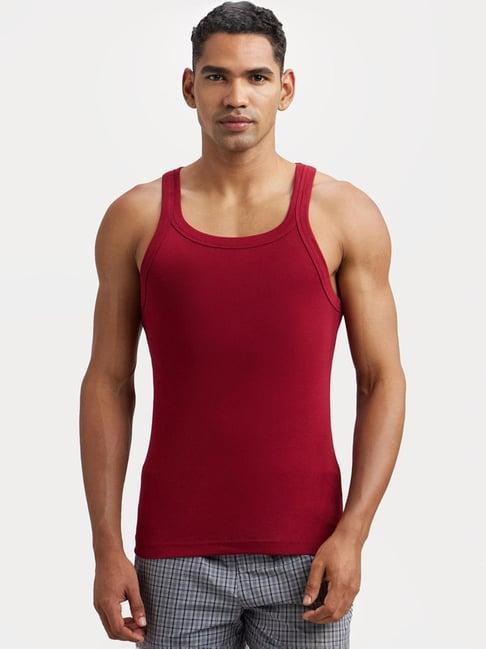 jockey us26 red super combed cotton rib gym vest