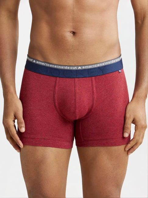 jockey us60 deep red super combed cotton trunks with ultrasoft waistband