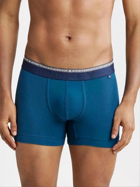 jockey us60 teal super combed cotton trunks with ultrasoft waistband