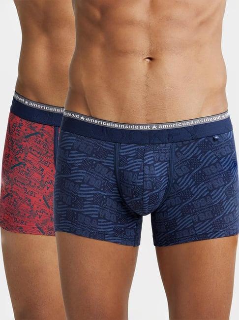 jockey us63 super combed cotton trunks with ultrasoft waistband - pack of 2 (prints may vary)