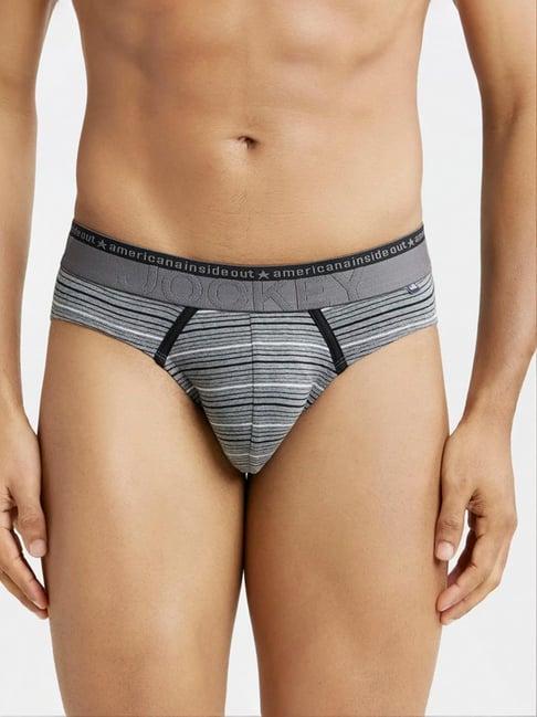 jockey us67 mid grey melange super combed cotton briefs with ultrasoft waistband