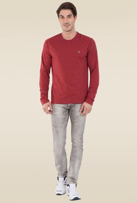 jockey us82 red super combed cotton rich full sleeves t-shirt (prints may vary)