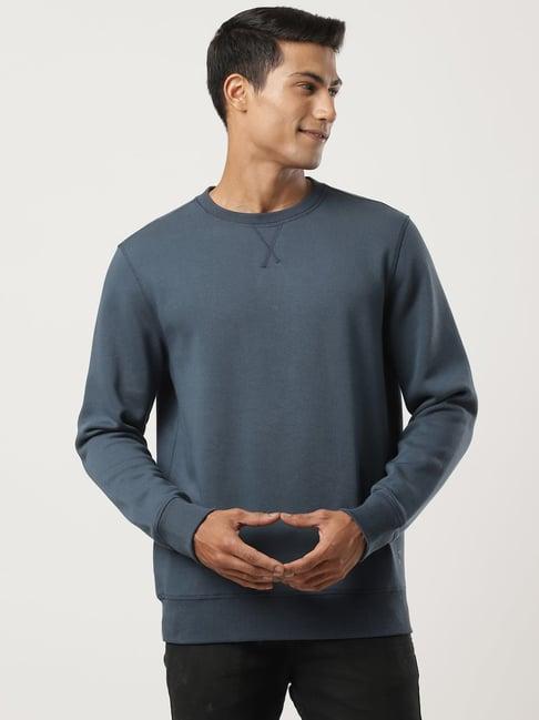 jockey us92 dark blue super combed cotton rich fleece sweatshirt with stay warm treatment