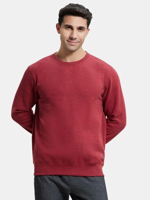 jockey us92 red super combed cotton rich fleece sweatshirt with stay warm treatment