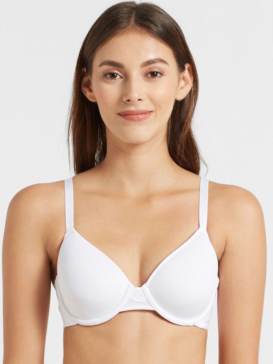 jockey white solid underwired lightly padded everyday bra fe43-0103