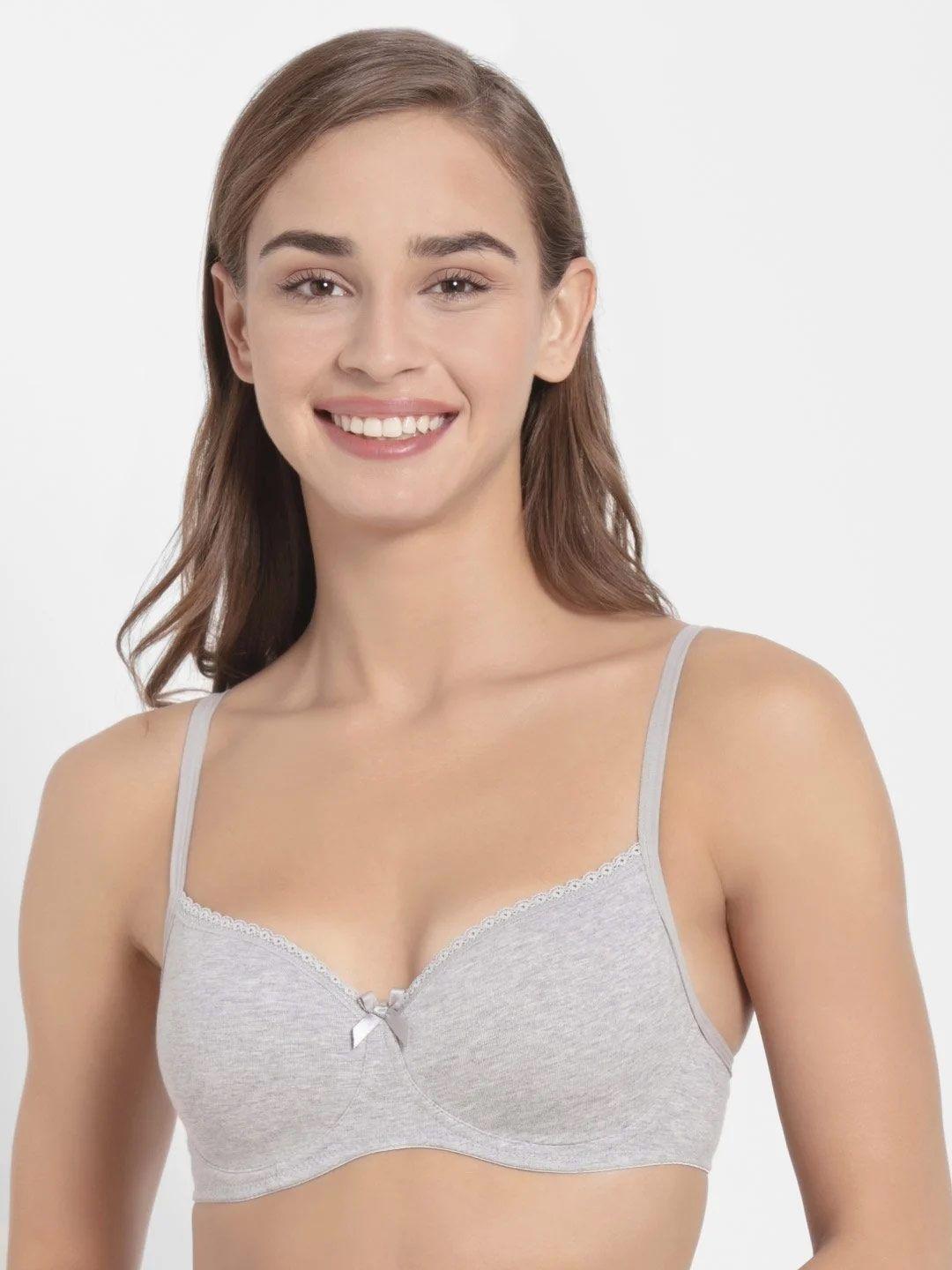 jockey wirefree padded cotton stretch medium coverage lace styling t-shirt bra