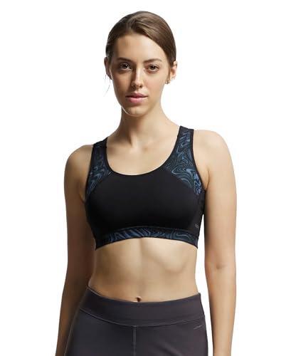 jockey women's polyamide removable pads wirefree active bra mi03_black assorted prints_s